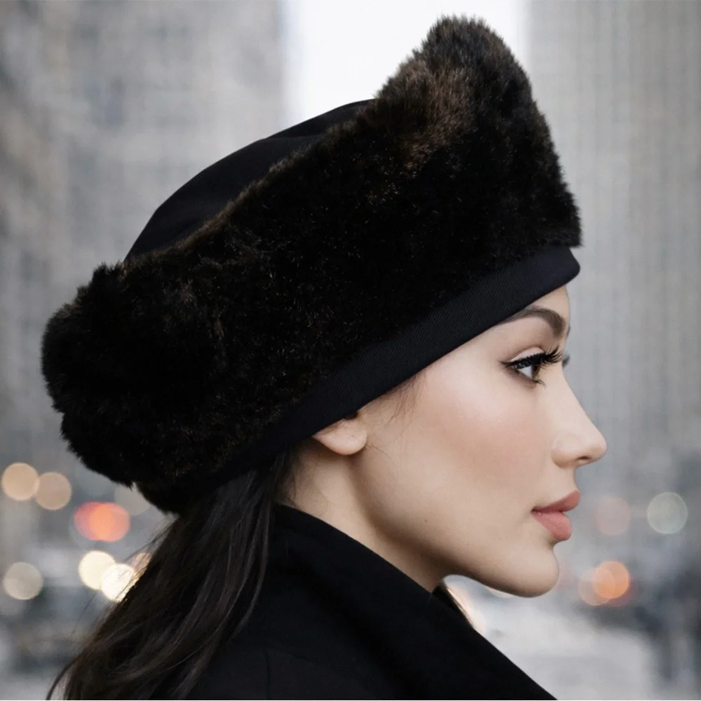 Norma Kamali for Stetson Hat Faux Fur Cossack Style Trapper Vintage 1980s OSFM
